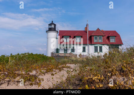 Betsie -- Point LIghthouse sur côte du lac Michigan, Frankfort au Michigan, aux États-Unis. Banque D'Images