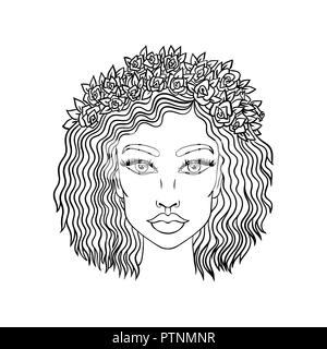 Doodle visage de filles. Portrait de femmes adultes pour livre à colorier. Vector illustration. Illustration de Vecteur