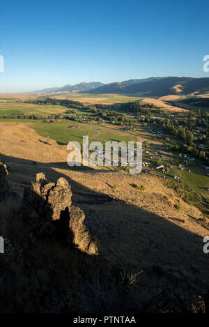 Vue depuis la colline de la Tique Tamkaliks à Wallowa Pow Wow, de l'Oregon. Banque D'Images