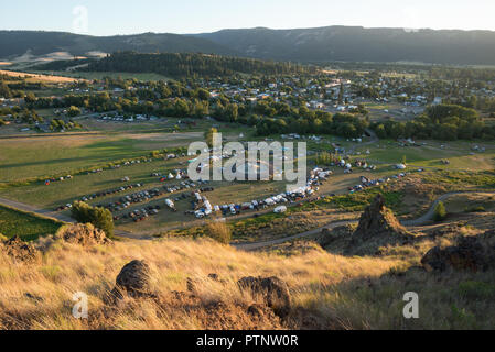 Vue depuis la colline de la Tique Tamkaliks à Wallowa Pow Wow, de l'Oregon. Banque D'Images