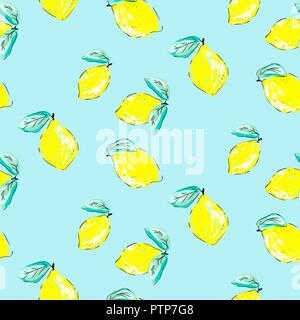 Agrumes sans motif. Croquis dessinés à la main, les citrons imprimer. Textile, papier peint et papier d'artisanat design. Illustration de Vecteur