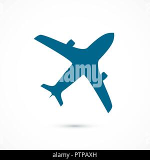 L'icône avion vol bleu. Vector illustration isolé sur fond blanc Illustration de Vecteur