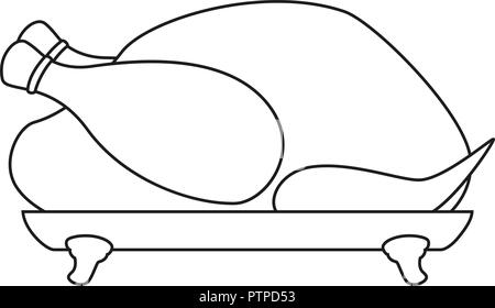 Les dessins au trait noir et blanc Rôti de dindon Illustration de Vecteur