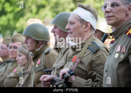 Biélorussie, Minsk. Le 9 mai 2018. Jour de la victoire. La reconstruction historique en 1945, la capture du Reichstag.soldats soviétiques de la Seconde Guerre mondiale dans la r Banque D'Images