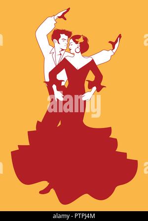 Couple de danseurs de flamenco espagnol. Vector Illustration Illustration de Vecteur