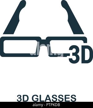 Les lunettes 3D'icône. Design style monochrome de cinema collection. UX et l'interface utilisateur. Perfect Pixel lunettes 3d'icône. Pour la conception web, applications, logiciels, l'impression de nous Illustration de Vecteur