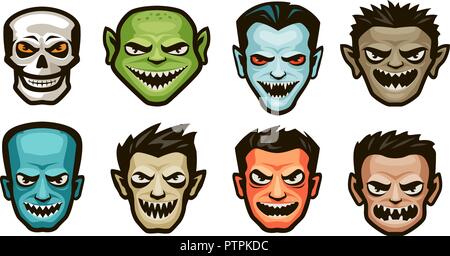 Funny monsters set. Halloween concept. Cartoon vector illustration Illustration de Vecteur