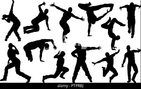 Street Dance Dancer Silhouettes Illustration de Vecteur