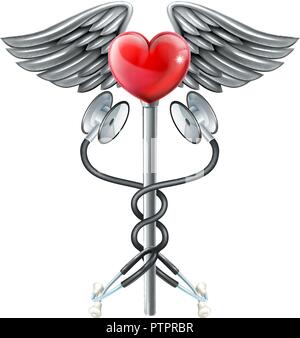 Coeur Caduceus Stethoscope Medical Concept Icône Illustration de Vecteur