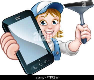 Fenêtre ou nettoyant Voiture Phone Concept Illustration de Vecteur