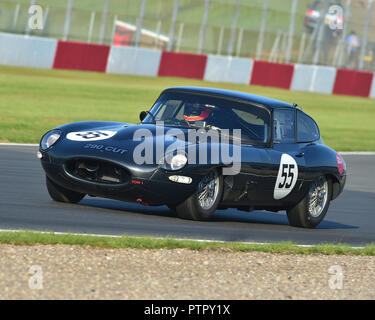 Martin Melling, Jason Minshaw, Jaguar E-Type, Jaguar Classic Challenge, pré-66 Jaguar Cars, Donington Festival historique, 2018, sport automobile, motor spo Banque D'Images