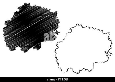 Oblast de Riazan (Russie, Sujets de la Fédération de Russie, les oblasts de Russie) map vector illustration, croquis Gribouillage à l'oblast de Riazan site Illustration de Vecteur