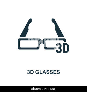 Les lunettes 3D'icône. Design style monochrome de cinema collection. UX et l'interface utilisateur. Perfect Pixel lunettes 3d'icône. Pour la conception web, applications, logiciels, l'impression de nous Banque D'Images