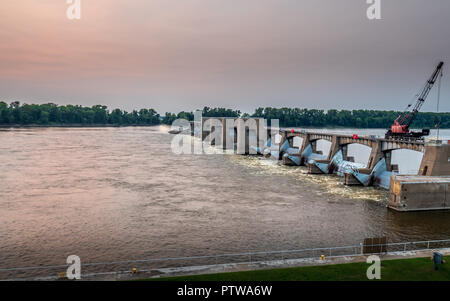 20 Écluse et barrage sur le haut Mississippi Banque D'Images