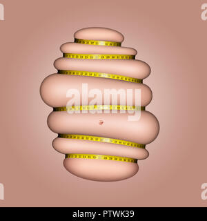 L'estomac de l'excès de composite numérique avec ruban de mesure squeezing Banque D'Images