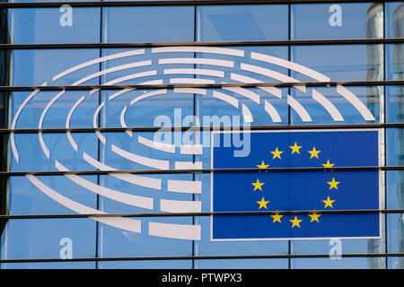 Logo du Parlement européen, Bruxelles, Belgique Banque D'Images