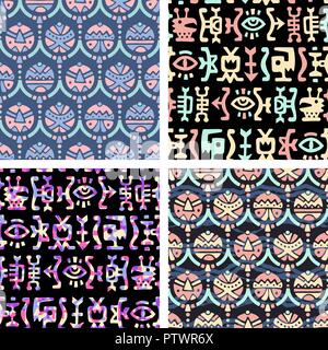 Abstract vector seamless patterns. Tribal ethnique différentes. Pour utiliser le motif du tissu, le motif de remplissage, l'arrière-plan de la page web Illustration de Vecteur