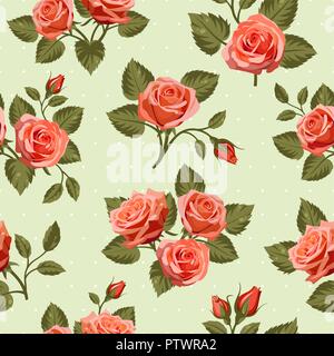 Seamless Floral background avec roses rouges. Pour utiliser le motif du tissu, trames et de décorer des cartes de vœux, invitations Illustration de Vecteur