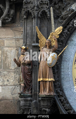 Horloge astronomique médiévale ou Prague Orloj à Prague / Praha République Tchèque. Banque D'Images