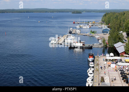 La Finlande, PUUMALA - 27 juillet, 2018 : vue sur le port et le lac Saimaa. Banque D'Images