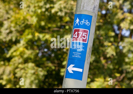 La randonnée à vélo au Pays de Galles signe sur lamp post Banque D'Images