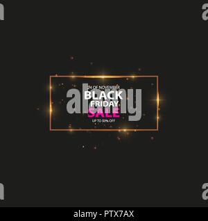 Vector Magic brillant noir cadre carré vendredi vente Illustration de Vecteur