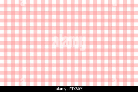 Comme de guingan table cloth avec bébé rose et blanche de chèques. Chevauchant symétrique de bandes dans une seule couleur unie contre fond blanc Banque D'Images