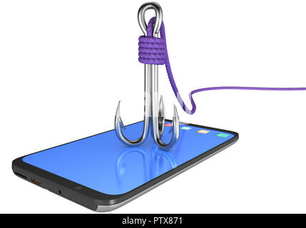 Phishing d'informations sensibles telles que noms d'utilisateur, mot de passe et les détails de carte de crédit. 3D illustration Banque D'Images