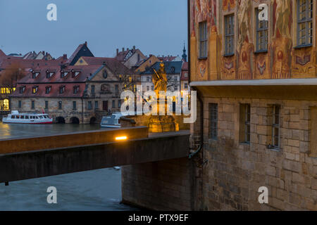 Le pont inférieur et 'la petite Venise', Bamberg, Bavière, Allemagne, Europe Banque D'Images