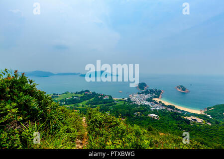 L'île de Hong Kong montagneux panoramique vue panoramique de Shek O Dragon's Back Mountain Trail Banque D'Images