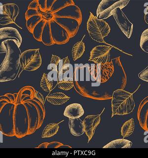 Modèle de vecteur seamless pattern d'automne. Hand drawn vector illustration Illustration de Vecteur