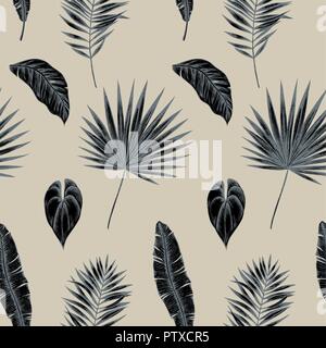 Sans modèle de vecteur de feuilles de palmier. Hand drawn vector illustration Illustration de Vecteur