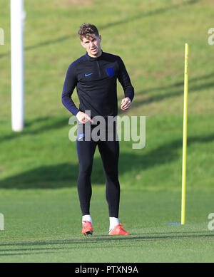 Anglais John Stones pendant la session de formation à St George's Park, Burton. Banque D'Images