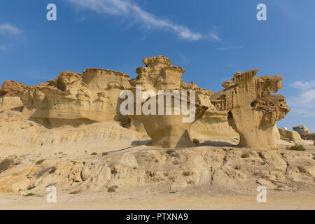 Rocher de grès Bolnuevo érosions de l'attraction touristique près de Mazarron Espagne Banque D'Images