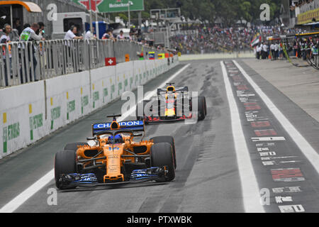 14 ALONSO FERNANDO (spa), McLaren Renault MCL33, au cours de l'action du Championnat du Monde de Formule 1 2018, le Grand Prix du Brésil de Novembre 08 à 11 à Sao Paulo, Brésil - Championnat du Monde de Formule 1 de la FIA 2018, Grand Prix du Brésil 2018;Championnat du Monde Grand Prix;;Brésil, 10.11.2018. Dans le monde d'utilisation | Banque D'Images