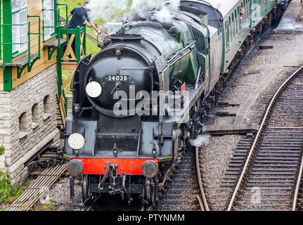 Locomotive à vapeur tirant d'Eddystone station Swanage Swanage Dorset, prise en UK, le 28 mai 2014 Banque D'Images