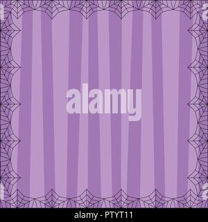 Fond carré violet à rayures avec mignon bandes verticales encadrées de Bessie. Vector background, flyer, invitation ou carte de souhaits d'Halloween Illustration de Vecteur