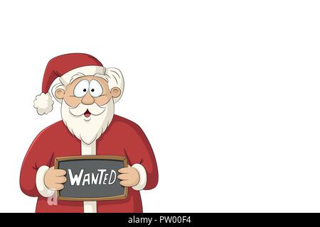 Cartoon Happy Santa Claus holding a sign, isolé sur fond blanc Illustration de Vecteur