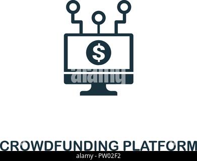 Plate-forme de Crowdfunding icône. Design style monochrome de fintech collection. UX et l'interface utilisateur. Crowdfunding parfait Pixel icône de la plate-forme. Pour la conception web, applications Illustration de Vecteur