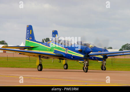 Escadron de démonstration aérienne, Esquadrão de Demonstração Aérea, populairement connu sous le nom d'escadron Smoke, Esquadrilha da Fumaça. L'équipe de l'armée de l'air brésilienne Banque D'Images
