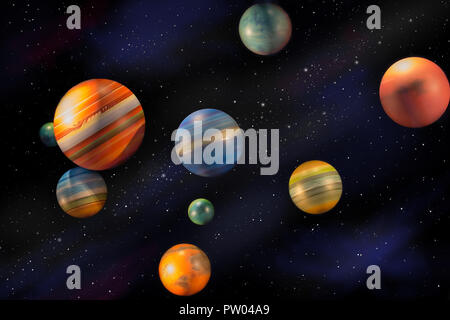 Planètes dans l'univers de l'espace et des étoiles Banque D'Images