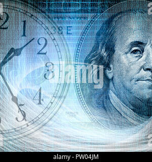 Image de fond conceptuel d'un code binaire avec le temps et money concept Banque D'Images