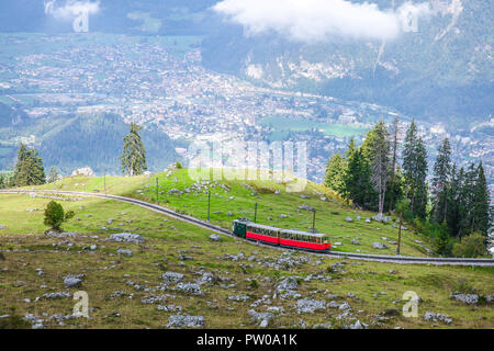 Balade au travers de la "région" de la Jungfrau dans les Alpes Suisses au cours du mois de septembre 2018. Le trajet en train jusqu'à Schynige Platte. Banque D'Images