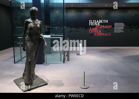 Le travail d'Elisabeth Frink sur l'affichage à l'Elisabeth Frink les humains et les autres animaux d'aperçu d'exposition au Sainsbury Centre for Visual Arts de Norwich, Norfolk. ASSOCIATION DE PRESSE Photo. Photo date : Jeudi 11 octobre 2018. L'exposition offrira de nouvelles perspectives et examiner ses débuts et bohème radical dans les années 1950, Londres, de réévaluer l'un des plus importants sculpteurs britanniques du xxe siècle. Crédit photo doit se lire : Chris Radburn/PA Wire Banque D'Images