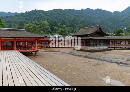 Miyajima, JAPON - 27 juin 2017 : le sanctuaire d'Itsukushima, le Japon. Sanctuaire d'Itsukushima est un temple Shinto sur l'île d'Itsukushima (communément appelé Miya Banque D'Images