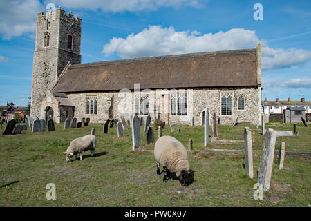 Lucy et Rodney le mouton, dans le cimetière à Pakefield Église, Suffolk, UK.