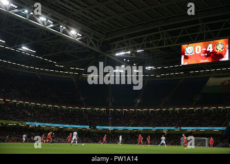 Cardiff, Royaume-Uni. 11ème Oct 2018. Une vue générale au cours de l'amicale de football match international, le Pays de Galles v l'Espagne à la Principauté Stadium de Cardiff , Nouvelle-Galles du Sud le jeudi 11 octobre 2018. Photo par Andrew Verger/Alamy Live News Banque D'Images