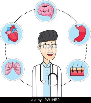 Caricature Docteur et organes Illustration de Vecteur