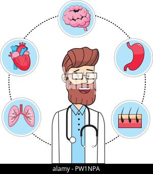 Caricature Docteur et organes Illustration de Vecteur