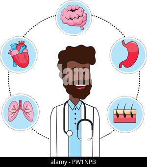 Caricature Docteur et organes Illustration de Vecteur